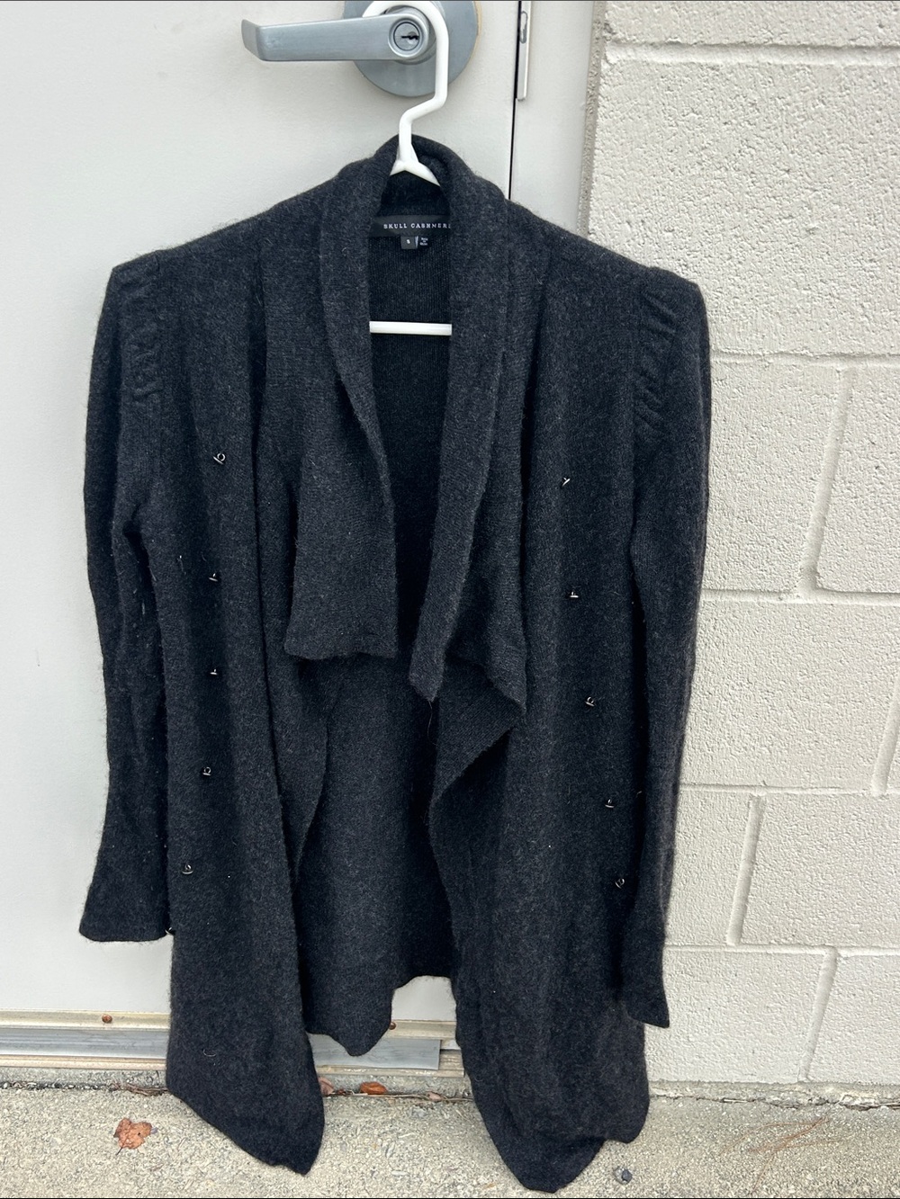 Black Draped Open 100% CASHMERE Cardigan